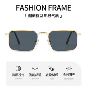 Unisex Metal <b>Square</b> <b>Sunglasses</b> UV400 PC Lens Fashion Outfits Fishing Trip - Product Image 2