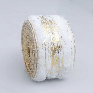 Pita Bulu Emas dengan Cetakan Panas dan Tepi Kawat Emas untuk Dekorasi Natal - Product Image 3