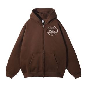 2025 Automne Hiver Nouveau Produit-Sweat à capuche décontracté de style américain épais et chaud avec fermeture éclair pour hommes - Product Image 1