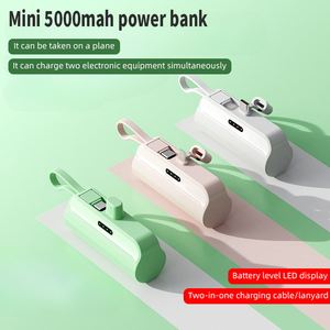 Mini 5000mah taşınabilir şarj cihazı kompakt yerleşik kablolar küçük kapsül tasarımı 3 in 1 güç banka 10W çıkış tutucu ile - Product Image 2