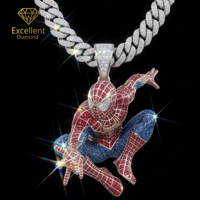Colgante 3D de Lujo en Plata de Ley 925 con Moissanita, Estilo Hip Hop, para Hombre, Joyería de Moda Urbana