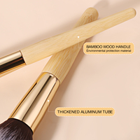 Nouvel ensemble de maquillage de luxe OEM en poils de chèvre, manche en bambou, virole dorée, 12 pièces, outil cosmétique écologique, durable et de haute qualité