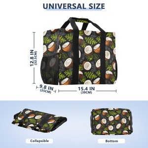 กระเป๋าโท้ทขนาดใหญ่พร้อมหูหิ้วลายใบไม้เขตร้อนลายเสือชีตาห์ กระเป๋าช้อปปิ้งโพลีเอสเตอร์เนื้อนุ่มแบบกำหนดเองสำหรับการช้อปปิ้งชายหาด - Product Image 2