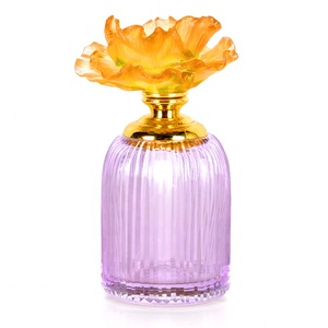 Luxury Refillable Crystal <b>Perfume</b> Bottle Floral Lid Glass <b>Container</b> Engraved Fragrance Display for Gift and Decor - Product Image 2