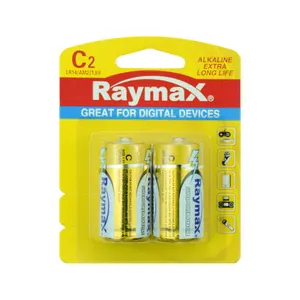 Raymax LR14แบตเตอรี่อัลคาไลน์1.5V AM2แบตเตอรี่แห้งขนาด C สำหรับใช้ในบ้าน
