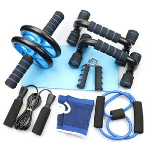 Thuis Oefening Push Up Bar, Handgreep, jump Rope Abdominale Training 8 Vorm Resistance Band Knie Pad Ab Wiel Roller Set