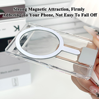 Porte-cartes magnétique transparent avec support métallique, support de téléphone magnétique transparent 3-en-1 pour utilisation quotidienne et visualisation sur bureau