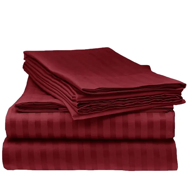 Factory Bed Sheets Set Microfiber Stripe Jacquard Flat Sheets Set King Size 4 Piece Bed Sheet Set