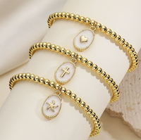 Bijoux de mode, bracelet à breloques en forme de croix et de cœur, bracelet en croix plaqué or, adapté aux femmes et aux filles
