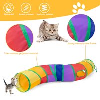 Tunnel pour chat en forme de S, arc-en-ciel, jouets pliables interactifs avec balles pour lapins, chatons, tunnels pour chiots pour chats d'intérieur