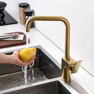Modern Kitchen Faucet Single Handle 360 Degree Rotate Deck Mounted Ceramic Valve Core 2.0-2.9gal/m - Product Image 2