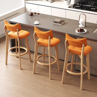 Tabouret de bar en bois de cuisine minimaliste moderne et confortable à dossier haut