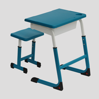 Vente en gros de table d'étude pour collège et primaire mobilier de salle de classe ensemble bureau et chaises en plastique pour enfants pour étudiant