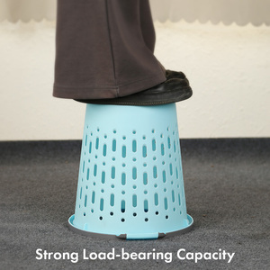 Open Top <b>Large</b> Capacity <b>Bin</b> Vented Hollow Plastic Waste Basket PP Durable Dustbin with Pressure Ring to Secure Garbage Bags - Product Image 4