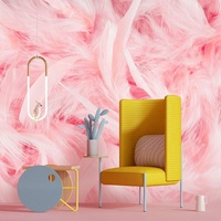 Papier peint mural décoratif en plumes roses 3D pour bureau/salle de diffusion en direct