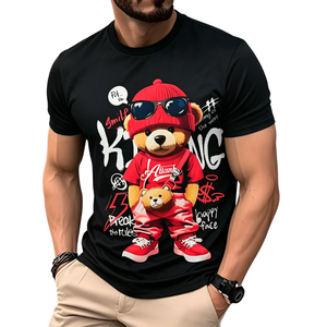 Camiseta de Manga Corta de Poliéster para Hombre con Estampado de Osito de Peluche <span class=keywords><strong>Estilo</strong></span> Hip Hop, Informal, Transpirable, para Uso Diario y <span class=keywords><strong>Estilo</strong></span> <span class=keywords><strong>Urbano</strong></span> - Product Image 2