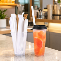 Pailles compostables en PLA à base de marc de café, pailles jetables pour cafés, fêtes, café glacé, jus et boissons froides