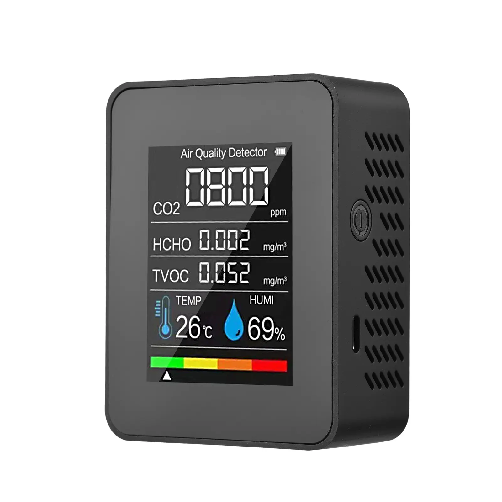 Portable Air Quality Monitor 5 in 1 Formaldehyde TVOC CO2 Temperature Humidity Carbon Dioxide Meter Detector
