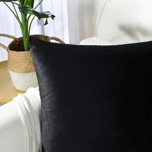 Vỏ Gối Bằng Nhung Màu Đen Hình Vuông Siêu Mềm Trang Trí Nhà Cửa Giường Sofa Giường Sofa Có Khóa Kéo - Product Image 4