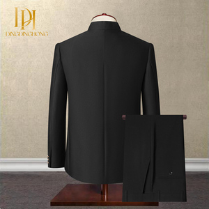 Abito da sposa Zhongshan da <span class=keywords><strong>uomo</strong></span>-Set di Tang stile cinese nero traspirante-Set di abiti da sposo - Product Image 2