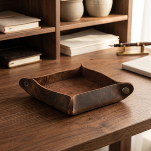Bandeja de Almacenamiento Moderna Cuadrada de Cuero PU Ecológico, Multifuncional, Plegable y Desmontable de 20x20cm, Organizador de Joyas para Escritorio - Product Image 1