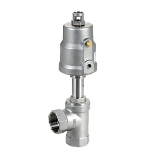 Vanne à siège incliné en acier inoxydable King 316, vanne de régulation pneumatique, contrôle de débit haute température 200°C pour air, eau, huile, vapeur - Product Image 1