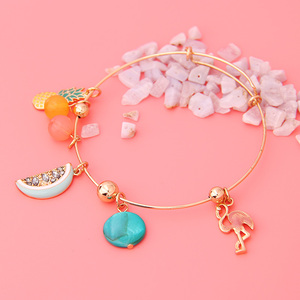 V & R idiota y Ani epoxi piña sandía carcasa disco flamingo colgantes chapados en oro elástico Alex pulseras de pandora - Product Image 4