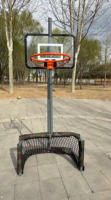 Support de basketball et but de football 2-en-1 robuste, réglable, mobile et portable, avec panier détachable et panneau de rebond incassable pour l'entraînement