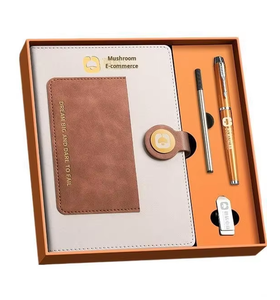 Factory Promotion Magnetic Leather Notebook <b>Set</b> with Pen Holder Concave Pocket Business Gift Customized logo Style - Product Image 1