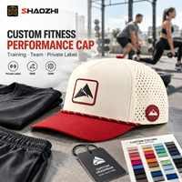 Casquette d'entraînement de sport personnalisée 5 panneaux Performance Rope Hat perforée au laser respirante légère séchage rapide logo brodé plat