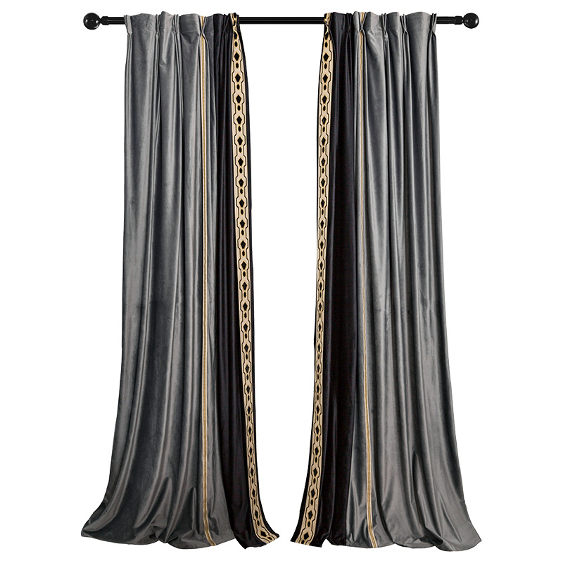 Роскошные шелковые шторы Дубая для гостиной серого цвета