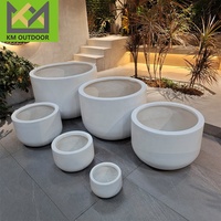 Jardinières Modernes Rondes en Ciment pour l'Extérieur et l'Intérieur – Grandes Pots de Fleurs pour Jardins et Cours