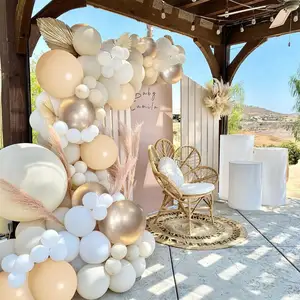 Wedding Party Birthday Decoration Outdoor Round Balloon Arch Kit Party Decor Supplies White Gold Apricot Balloon Arch Kit Set