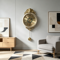 Horloge murale éléphant rétro de luxe, cadre vert avec cadran en nacre, horloge décorative en laiton à quartz silencieux