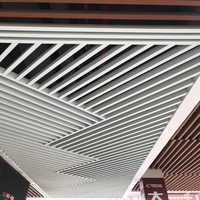 Bâtiment de bureaux moderne et centre commercial ignifugé acoustique en alliage d'aluminium revêtement en poudre plafond grille bande carreaux de plafond prix d'usine