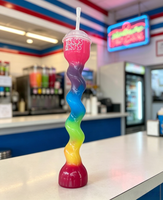 Gobelet à slush torsadé haut sans BPA, réutilisable, en plastique, avec paille, pour boissons de fête estivale à la plage, logo personnalisé