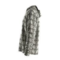 Chemise de pêche pour homme à séchage rapide avec protection solaire UPF 50, design personnalisé, respirabilité élevée, motif peau de serpent taupe ventilé, avec capuche