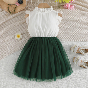 ชุดเดรสเจ้าหญิงสุดหรูสำหรับวัยรุ่นหญิง เสื้อผ้าเด็กผู้หญิงลายลูกไม้ ปักลายดอกบัว แขนกุด - Product Image 2