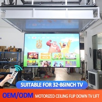 JGST Desain Baru 75-86 Inci Motorized Flip Down Retractable Ceiling Hidden TV Mount 105 Derajat Drop Down Ceiling TV Lift