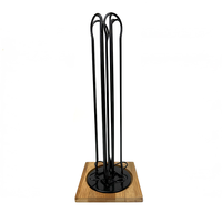 Support à capsules de café en métal noir avec base en bois, support vertical pour dosettes Nespresso pour comptoir