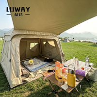 Tentes de camping gonflables automatiques 5,72 m² Tente pneumatique de luxe style maison 3000 mm en tissu Oxford imperméable pour le glamping familial