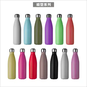 Sıcak satış şişe parlak renk termos şişe özel Logo lazer termo şişe 500 Ml paslanmaz çelik sızdırmaz-satın