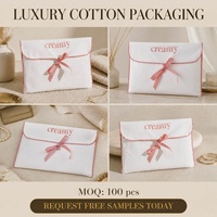 Pochette en coton sergé personnalisée avec logo imprimé, avec nœud, recyclable, pour vêtements, foulards, livres, emballage cadeau
