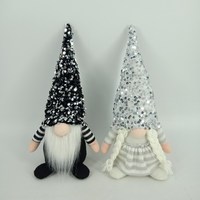 Décorations de saint-valentin en tissu à paillettes, père noël illuminé en peluche Gnomes fait à la main, Tomte suédoise pour décoration de fête
