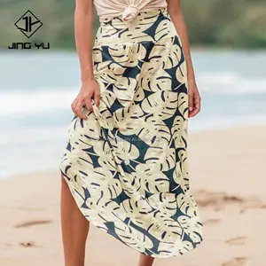 Toptan 2024 Boho moda uzun elbise Bohemia tatil kayma baskı Rayon Hawaiian etek elbiseler kadınlar için