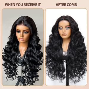 Peluca de Cabello Sintético con Frente de Encaje HD, Fibra Natural Resistente al Calor Futura de Alta Calidad, Estilo Body Wave, TOP GIRL 13X6 - Product Image 2