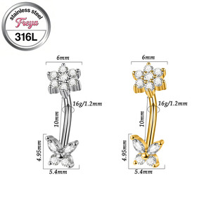 Joyería para Piercing de Ceja Freya 16G, Pendientes de Flor de Acero Inoxidable para Tragus y Rook para Mujer, Joyería para Piercing de Barra y Hélice, Anillos para Labios - Product Image 4
