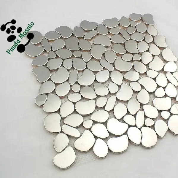 SMT02 Bạc Pebble Mosaic Thép Không Gỉ Kim Loại Mosaic Đối Với Tính Năng Nước