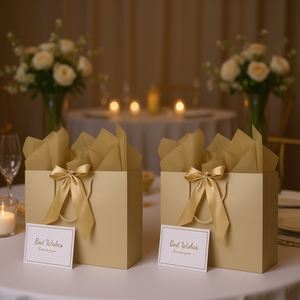 Champagne Gift Bags Large 4Pcs With Ribbon Tissue <b>Paper</b> Cards For Weddings <b>Birthdays</b> Parties - Product Image 2