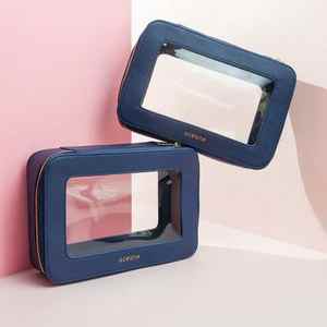 Custom 10inch <b>Clear</b> PVC Makeup <b>Bags</b> Waterproof <b>Toiletry</b> <b>Bags</b> <b>Travel</b> Storage Cosmetic <b>Bag</b> Portable Zipper Pouch With Logo - Product Image 3